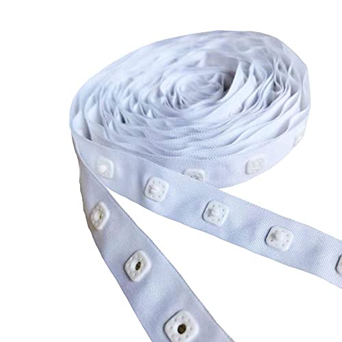 Snap Tape for Sewing with Plastic Press Buttons -3/10 Inch Diameter ,Sewing Polyester Tape with White Round Shape Fastener Replacement Ribbon for Crafting Crafts DIY Cloth. (3 Y White Square )