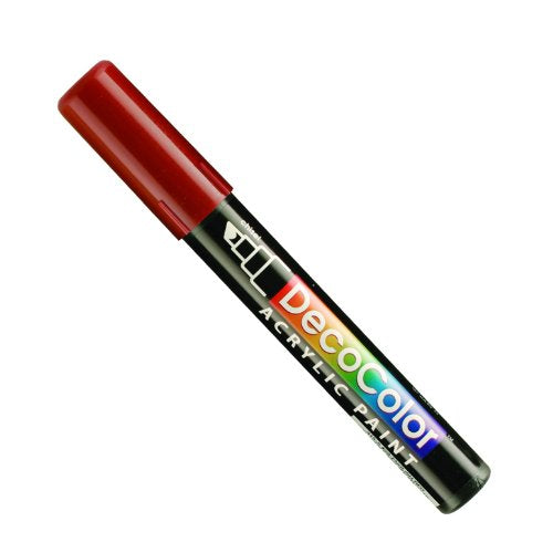 Uchida Marvy Deco Color Chisel Tip Acrylic Paint Marker Art Supplies, English Red