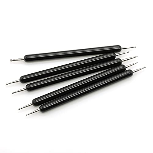 4 Set Embossing Stylus Double End Tracing Dotting Tool, 20 Pcs Ball Embossing Stylus Double End Tracing Dotting Tool for Pottery Clay Craft, Embossing Art (Black)