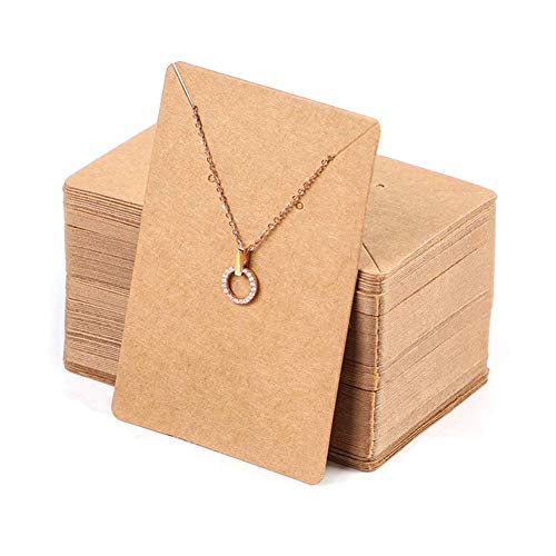 150 Pcs Blank Jewelry Display Cards Kraft Paper Necklace Earring Card Holder for Ear Studs, Earrings, Necklaces, 3.5 x 2.4 Inch