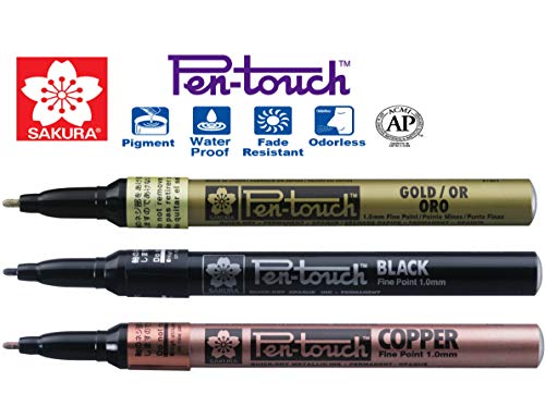 Sakura Pen-Touch Paint Marker 0.7 mm Extra fine metallic Gold color, Pack of 4