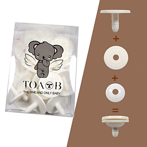 TOAOB 20 Set 50mm Doll Joints White Plastic Animal Joints for Doll Making Limbs and Head Joints