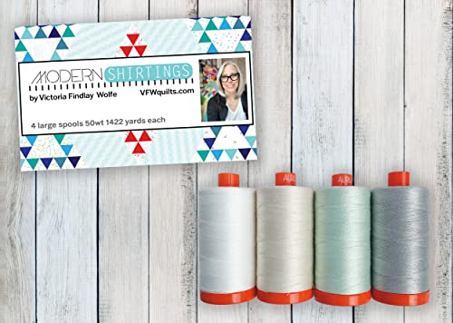 Aurifil USA Modern Shirtings by Victoria Findlay Wolfe 50wt 4 Large Spools Thread Set, Assorted Colors