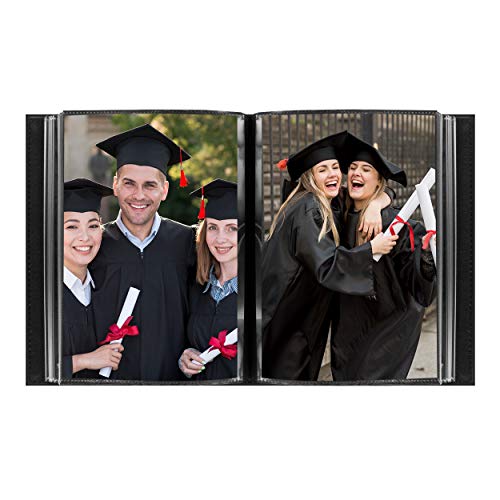 Pioneer Photo Albums 36-Pocket Sewn Leatherette Embroidered "Graduation" Theme Frame Cover Album for 4 by 6-Inch Prints, Black