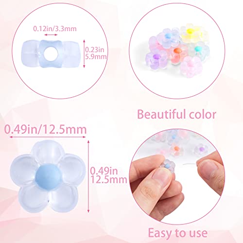 PAGOW 182Pcs Transparent Flower Beads, Mix Candy Colors Flower Bead Used for DIY Jewelry Findings Making Bracelet Wedding Decoration Embellishments（12mm）