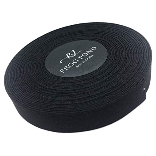 KL FROG POND Black 3/4inch 10yards Elastic Band Spandex Spool Stretch Cord Roll Flat Wide Braided Craft DIY Sewing Adjustable Supplies Fitted Strap Rope Kniting (Black, 3/4 inch, 10 Yards)