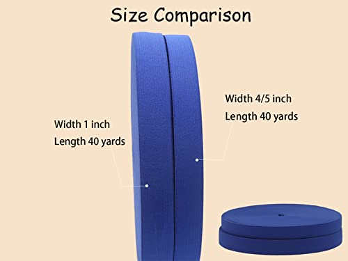 40 Yards 1'' inch Wide Knit Elastic Spool Flat Heavy Stretchy Elastic Band High Elasticity Knit Band for DIY Sewing Craft, Bedspread (1" 25mm, Royal Blue)