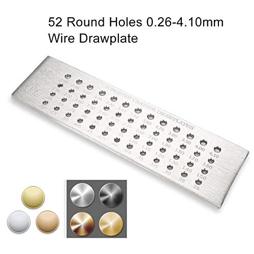 Tungsten Carbide Wire Drawplate for Jewelry Making RepairWire Drawplate Tungsten Carbide Round Draw Plate for Jewelry Making - 52 Round Holes 0.26 to 4.10mm