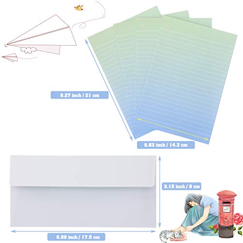 32 Pieces Colorful Writing Stationery Paper Letter Envelope Stationary Paper and 16 Pieces Envelopes 24 Pieces Thank You Printing Envelope Stickers for Office School Home Supplies