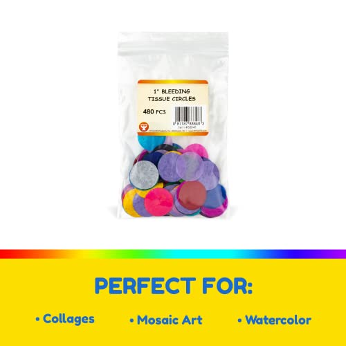 Hygloss Products Bleeding Tissue Paper Circles 1-Inch, 20 Colors, Arts & Crafts, DIY Projects, Scrapbooking, Greeting Cards, 480 Pieces