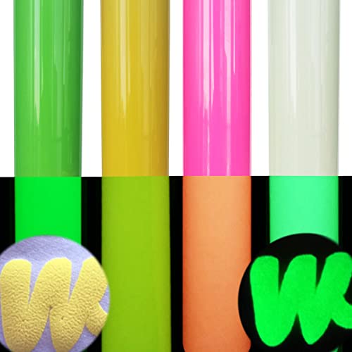 3D Puff Heat Transfer Vinyl Sheets 12"x 10" Glow in The Dark Foaming HTV Luminous Fluorescent Press Film Iron on Vinyl Color Changing for T-Shirt Clothes Textile Fabric (Assorted Color)