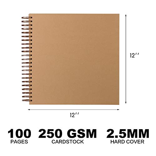 12x12 Large Scrapbook 3.6 LBS Heavy Duty Scrapbook Album | Scrapbook Photo Album | Kraft Hardcover Notebook with 50 Sheet | Use as Photo Album, Baby Book, SketchBook|12x12 Inch 100 Page
