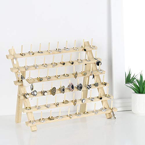 HAITRAL 60-Spool Thread Rack, Wooden Thread Holder Sewing Organizer for Sewing, Quilting, Embroidery, Hair-braiding