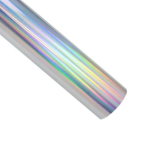 Holographic Heat Transfer Vinyl Roll 12 Inches x 5 Feet Iron on Vinyl HTV for DIY T-Shirts or Fabrics (Holographic Silver)