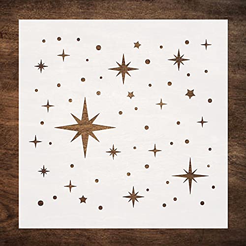 DLY LIFESTYLE Large Twinkle Star Stencil (12x12Inch) - Reusable Stars Stencil for Painting on Wall, Wood, Canvas, Tile, Fabric and Furniture - Large Pattern Style for Home Decor