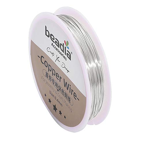 BEADIA Silver Copper Wire 0.4mm Bead Cord for Bracelet Necklace Charm Beading Jewelry Making 27yard