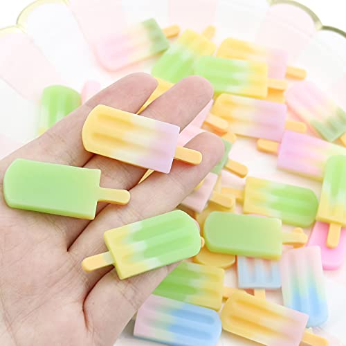 40 PCS 3D Ice-Lolly Flatback Resin Charm Assorted No Hole Beads for DIY Scrapbooking Embellishment Phone Case Decor Hair Clip Craft Jewelry Making Supplies