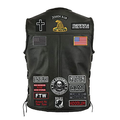 16pc. Pow Mia Patch Set | Religious Cross Patriotic Military Vet Small Motorcycle Jacket Patches | FTW 2nd Amendment Don’t Tread John 3:16 Rocker Hoodlum Tattooed & Employed Embroidered Iron On