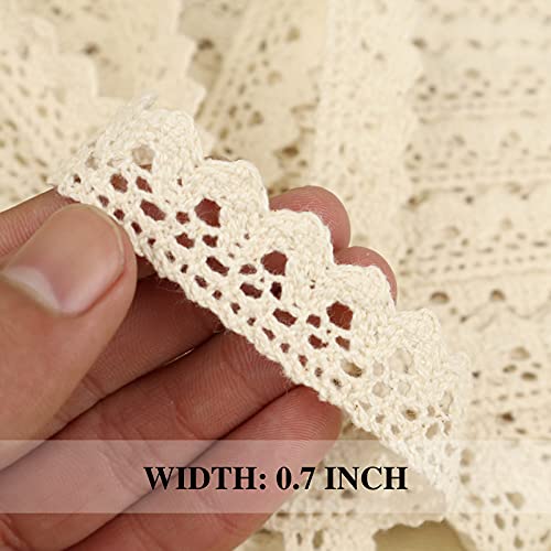 Lace Trim, Vintage Eyelet Lace Ribbon, Crochet Sewing Lace Scalloped Edge for Bridal Wedding-Scrapbooking Craft Supply, Width 0.7Inch 15Yards (Style A, Beige)