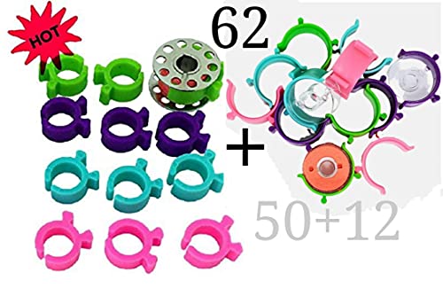 PeavyTailor 62pcs Bobbin Holder Bobbin Clips for Sewing Machines Thread Organizing. The Bobbin Clamps Sewing kit Organizer to Avoid unwinding Thread Tails 50+12