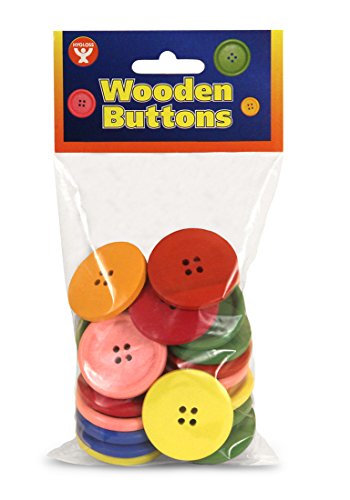 Hygloss Products Wood Buttons - Bright Colored Craft Wooden Buttons With 4 Holes, 40mm, 25 Pack