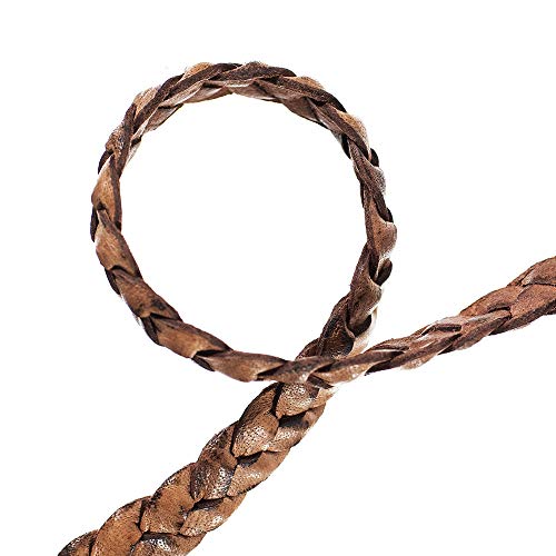 Craft County Flat Braided Leather Jewelry Craft Cord – Necklaces, Belts, Bracelets, Crafts and Jewelry Making (Red Brown, 5mm X 5 Yards)