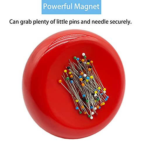 Dolstar Magnetic Pin Cushion with 100 Plastic Head Pins, Magnetic Pins Holder for Sewing Quilting (Red)