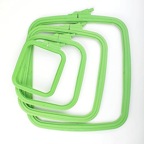 Nurge Green Large Plastic Square Embroidery Hoop, Cross Stitch Hoops, Punch Needle Hoop (4 Pcs)