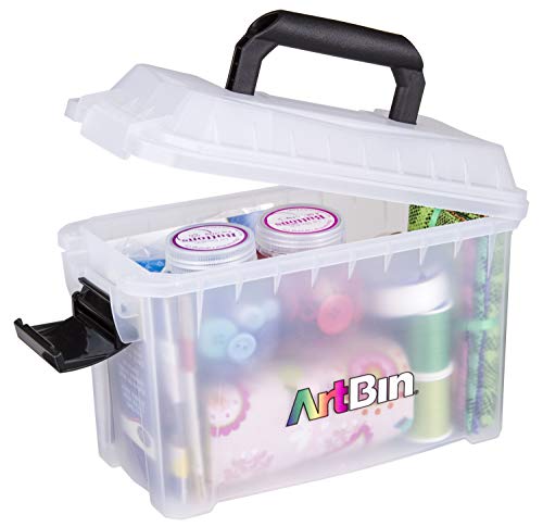 ArtBin 6815AG Mini Sidekick Carrying Case, Portable Art & Craft Organizer with Handle, [1] Plastic Storage Case, Clear