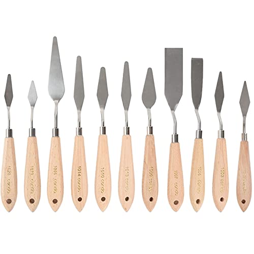 CONDA 11 Piece Stainless Steel Spatula Palette Knife Professional Palette Knife Painting Wood Handle