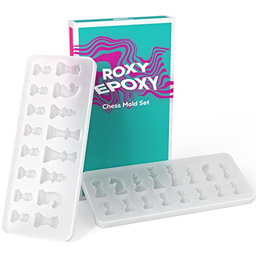 Roxy Epoxy 2Pcs Silicone Chess Resin Mold Set - Full Size Crystal Clear Epoxy Kit for Creative Board Game, DIY Art Casting & Home Making Crafts Decoration