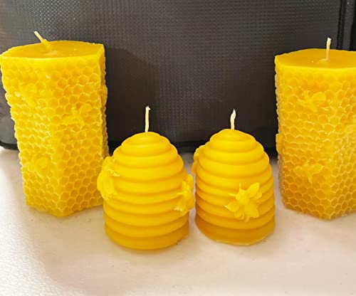 Honbay 2PCS 3D Silicone Bee Honeycomb Candle Molds Beehive Silicone Mold for Homemade Beeswax Candle Soap Hand Lotion Bars