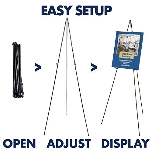 Quartet Instant Easel 63” Stand, Powder Coated Steel Material, Collapsible, Portable Display Stand for Posters, Signs, and Art, Tripod for Home and Office, Supports 5 lbs. (29E)