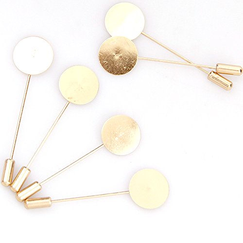 40 Pcs Silver Gold Tone Round Tray Lapel Stick Brooch Pin Needle Suit Tie Hat Scarf Badge DIY Costume Jewelry Accessories