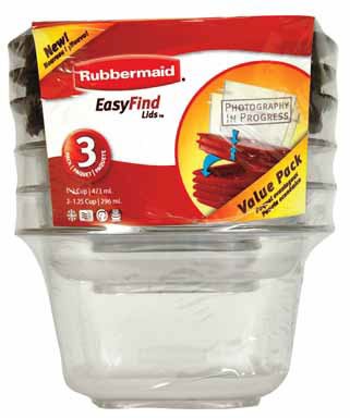 Rubbermaid Food Storage Container 6 Piece 1-1/4 Cup Square Clear Base