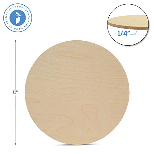 Wood Circles 11 inch, 1/4 Inch Thick, Birch Plywood Discs, Pack of 1 Unfinished Wood Circles for Crafts, Wood Rounds by Woodpeckers