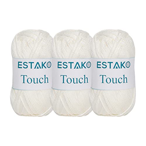 Estako Touch (3- Skeins Pack ) %100 Premium Micro Acrylic Yarn 3x100 gr (3x246 yds) (2150 - Bone)