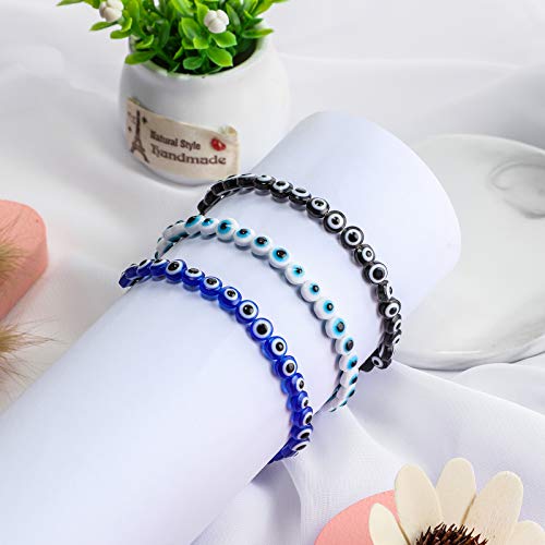 1050 Pieces 15 Style Evil Eye Beads 6mm Evil Eye Charms Beads for Jewelry Making Turkish Beads Spacer Beads for DIY Bracelet Earring Necklace Crafts Making with Boxes