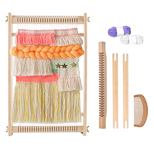 Wooden Weaving Loom, Multi-Craft Weaving Frame to Handcraft for Kids and Beginners, 15.7 x 11.8in/ 40 x 30cm