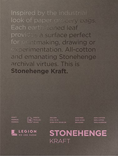 Legion Stonehenge Pad (L21 STP250KR912), 9 X 12 inches, Kraft Paper, 15 Sheets