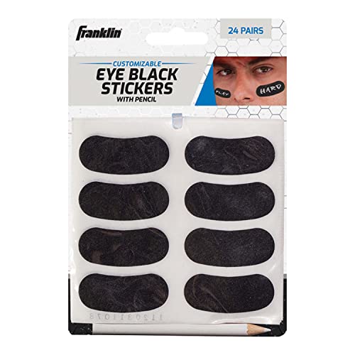 Franklin Sports Customizable Lettering Baseball and Football Eye Black Stickers, White Pencil Included