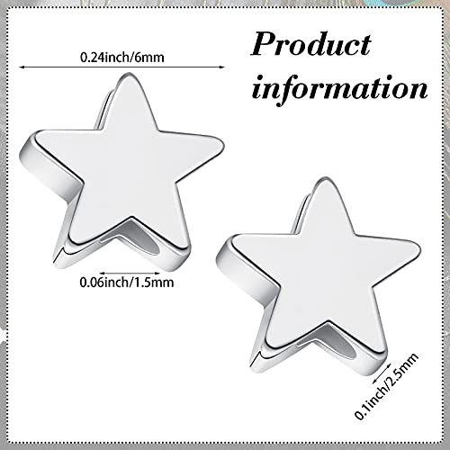 100 Pieces Star Beads Spacer Charms Star-Shape Spacer Charm Loose Beads for DIY Jewelry Crafts Making (Silver)