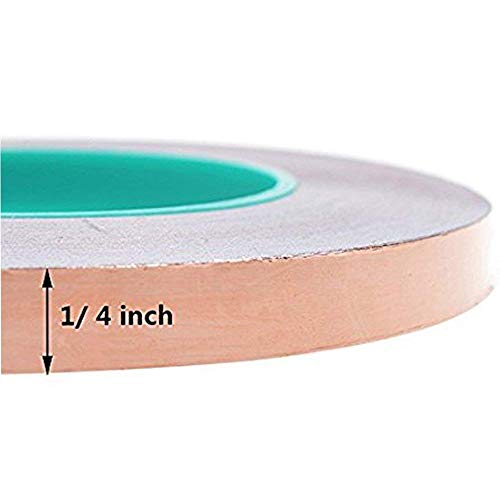 Zehhe Copper Foil Tape with Double-Sided Conductive - EMI Shielding,Stained Glass,Soldering,Electrical Repairs,Paper Circuits,Grounding (1/4inch - 2packs)