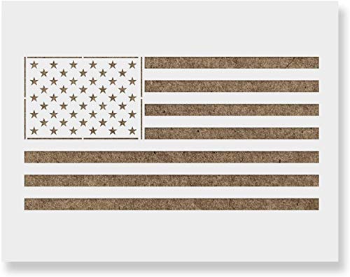 American Flag Stencil Template - Reusable Plastic Stencil Drawing Template of American Flag Pattern Stencil for Painting Wood & Wall Art (5"x7")