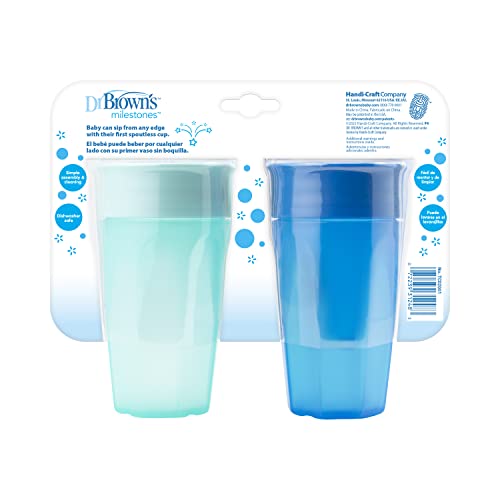 Dr. Brown's Cheers 360 Spoutless Training Cup, 9m+, 10 Ounce, Blue/Aqua, 2 Count