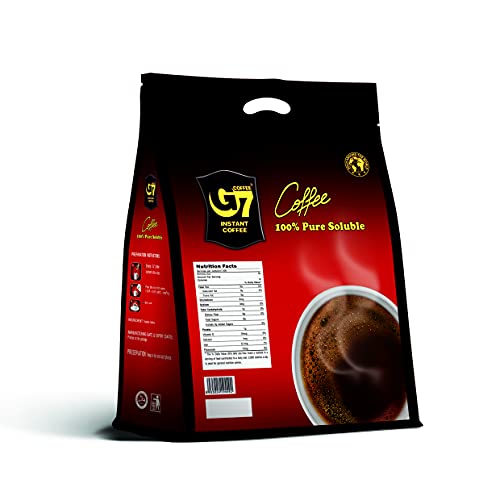TRUNG NGUYEN G7 PURE BLACK Instant Coffee for Energy Boost - 100% Soluble Coffee Without Sugar - Strong, Pure & Rich Vietnamese Instant Energy Coffee - Original Taste for Coffee Connoiseurs (200 Sachets/Bag)
