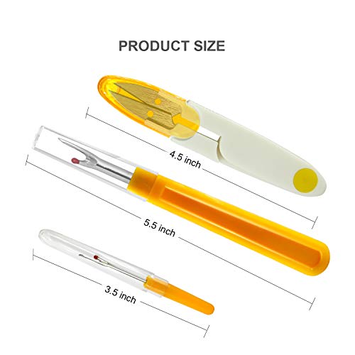 2 Pcs Seam Ripper and Thread Remover Kit, Sharp Sewing Seam Thread Remover Stitch Unpicker with Ergonomic Handles for Needle Work Patterns and Sewing Clothes