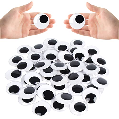 LOMIMOS 50Pcs Black Wiggle Googly Eyes with Self-Adhesive,5 cm/1.97 in,for DIY Craft Decoration