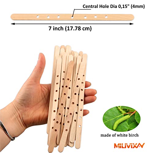 MILIVIXAY 100pcs Wooden Candle Wick Holders, Candle Wicks Centering Device, Candle Wick Bars, Wick Holders for Large & Multiwick Candles.