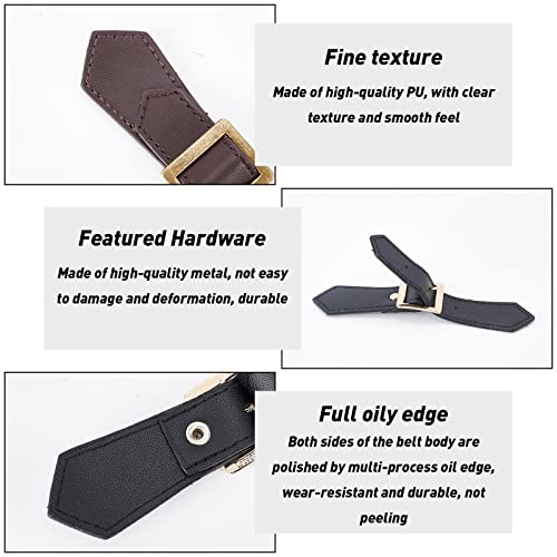 FINGERINSPIRE 4 Sets Leather Sew-On Toggles Closures Black & Brown PU Leather Snap Toggle Sew On Duffle Jacket Buckle Metal Leather Clasp Fasteners Replacement Snap Toggle for Coat Jacket DIY Craft